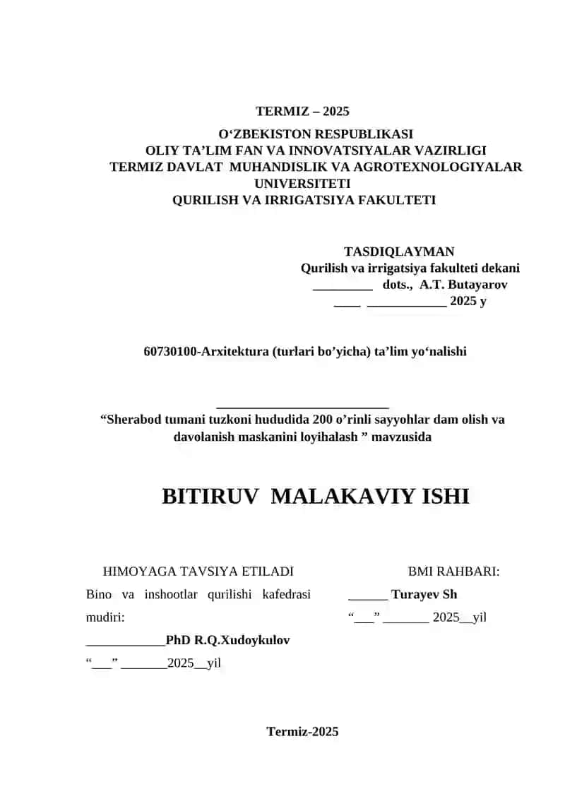 Termiz shahrida 500 o’rinli inovatsion maktab binosini loyihalash 2