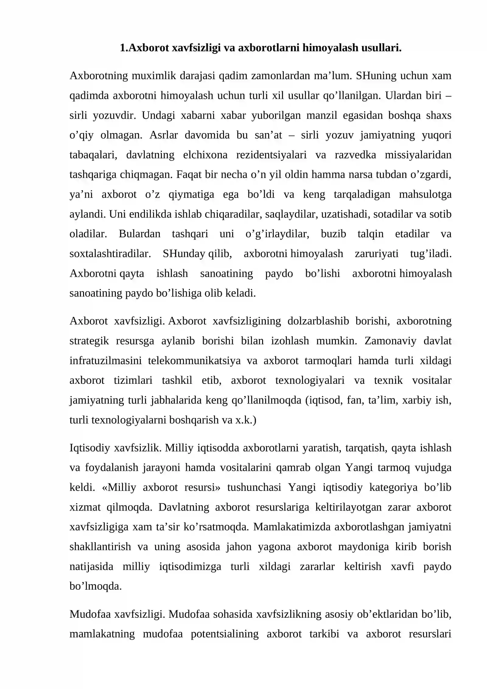 Axborot xavfsizligi va uni himoyalash 2