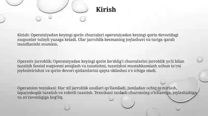 Operatsiyadan Keyingi Qorin Churralari Operativ Xirurgiyasi 2