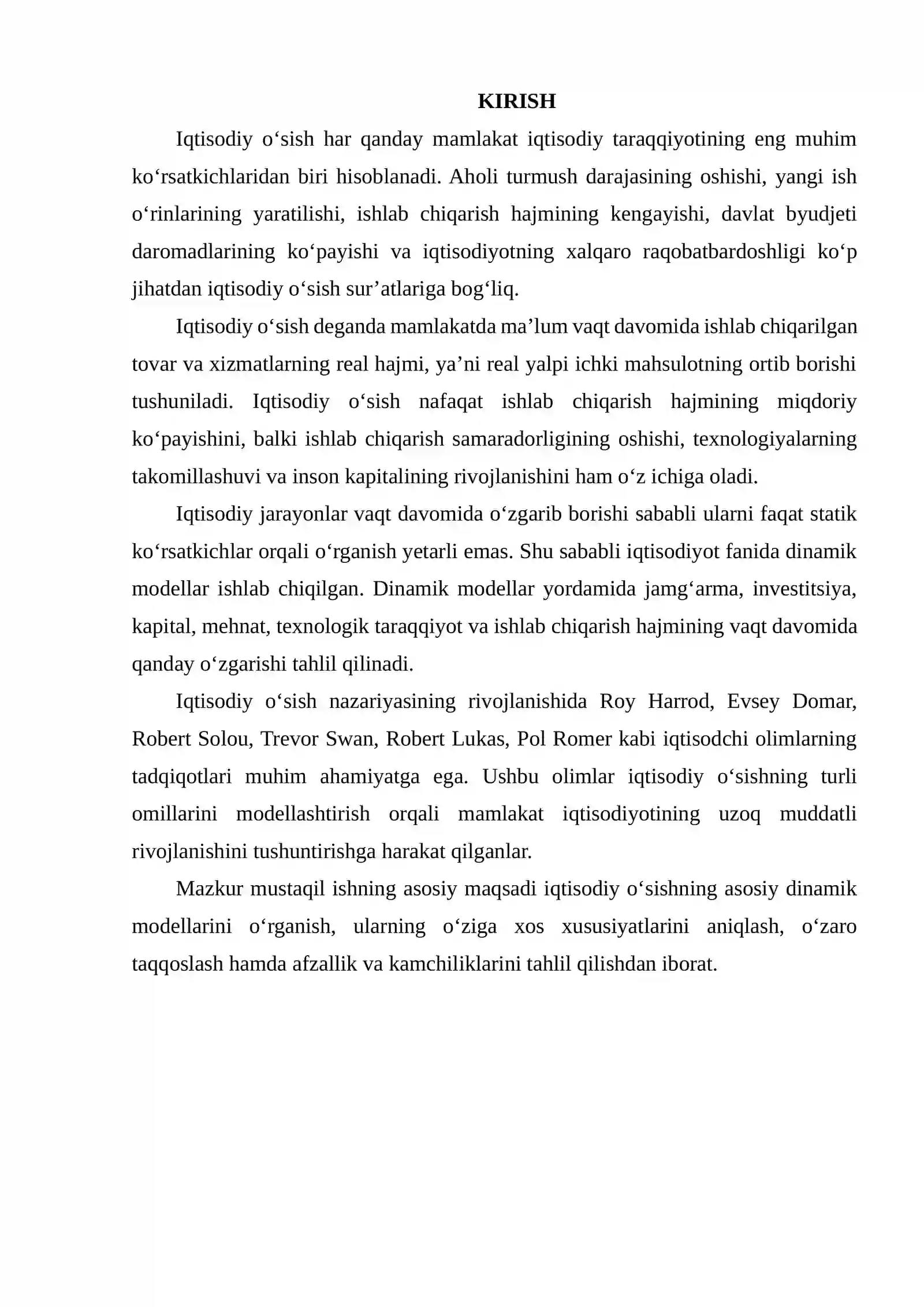 IQTISODIY O‘SISHNING DINAMIK MODELLARINI TAQQOSLASH HAMDA ULARNING AFZALLIK VA KAMCHILIKLARI 2