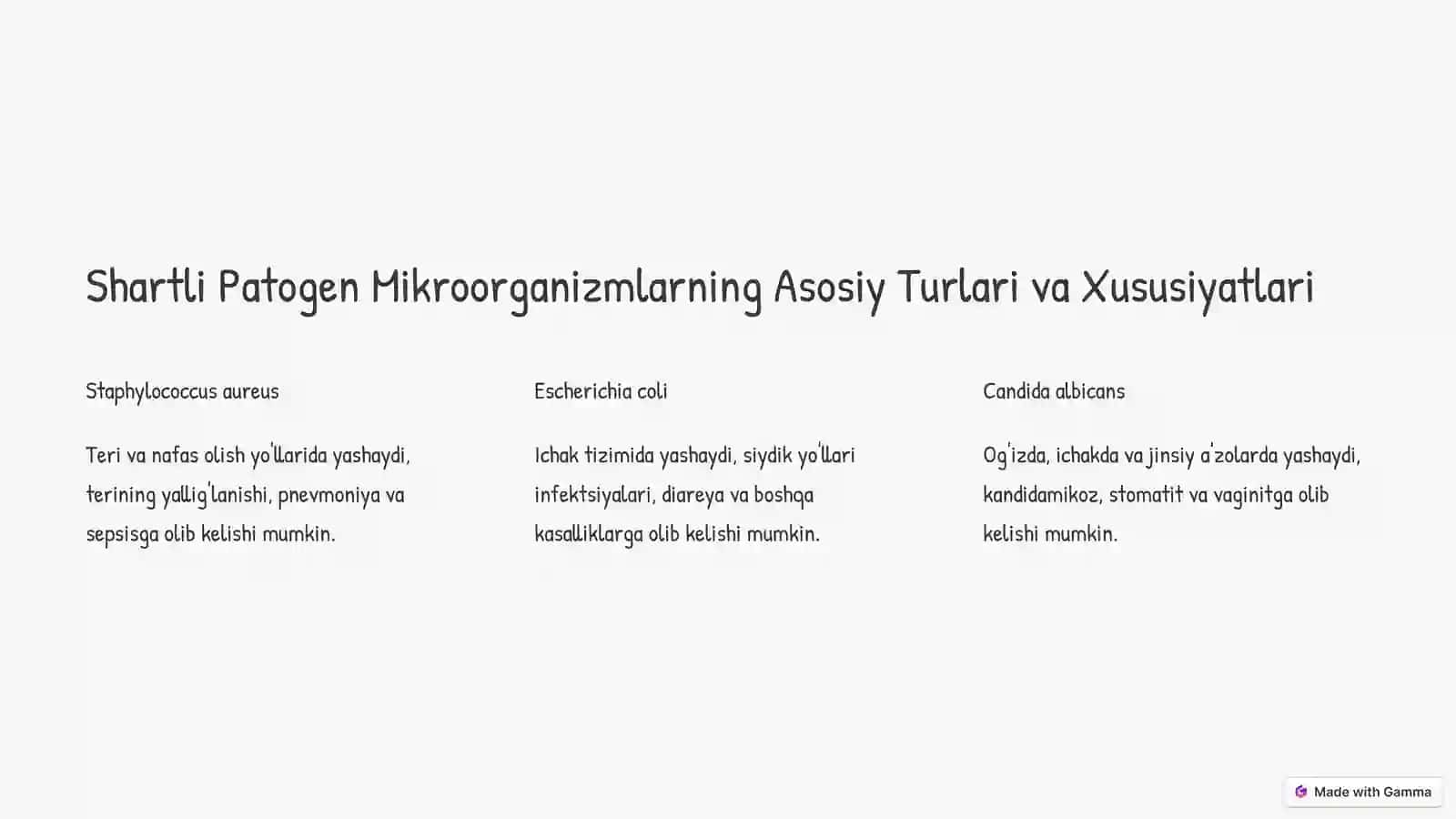 Shartli Patogen Mikroorganizmlar tomonidan Keltirib Chiqariladigan Infeksiyalar Tashxisi 2