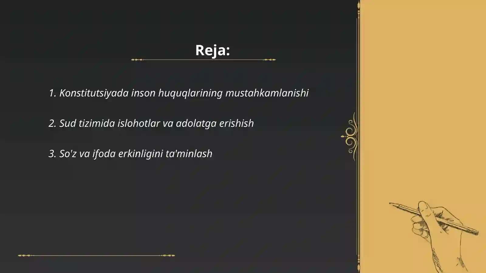 Yangi O'zbekistonda inson haq - huquqlari va erkinliklarning kafolatli yaratilishi 2
