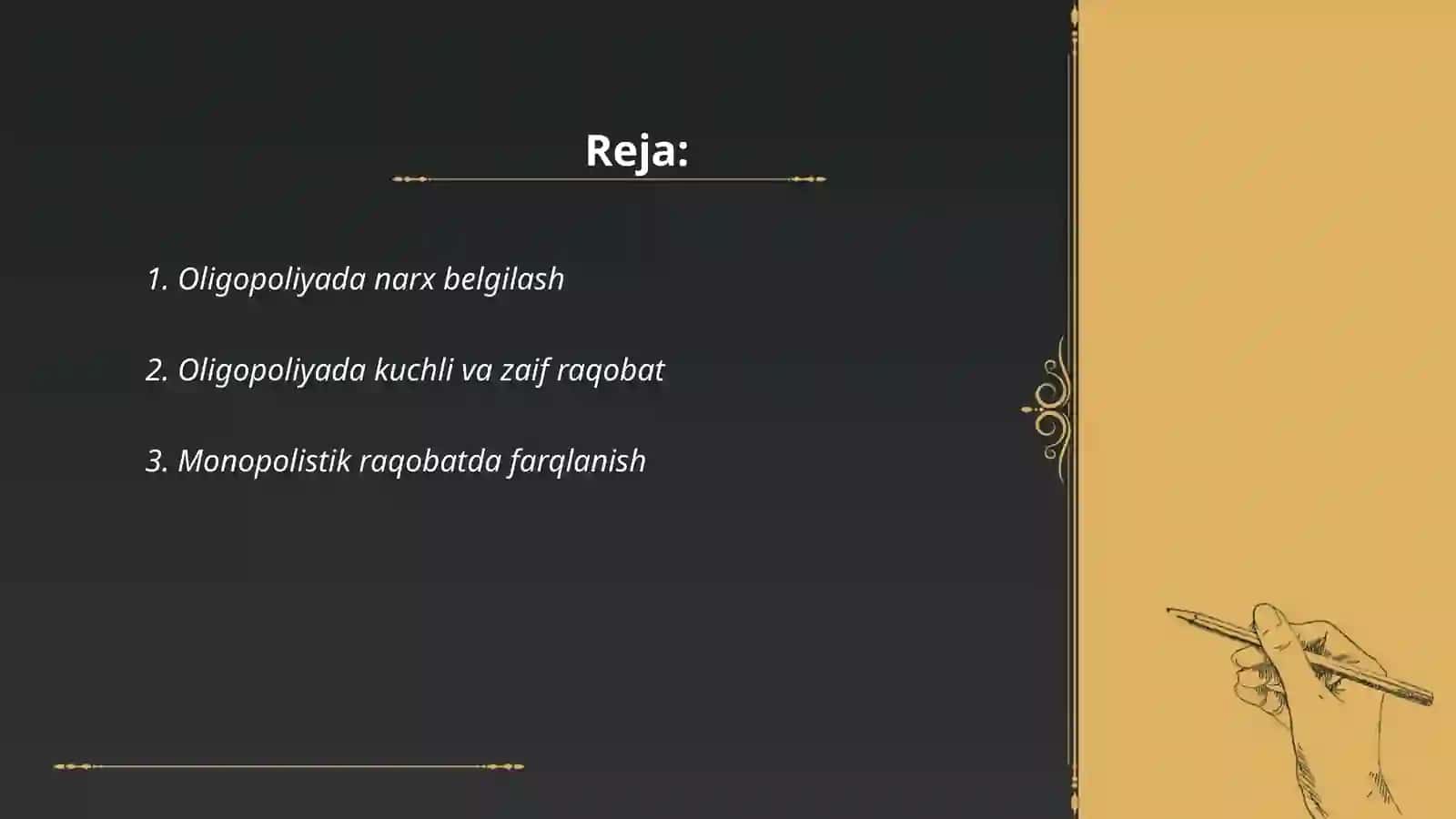 Oligopolya va manopolistik raqobat 2