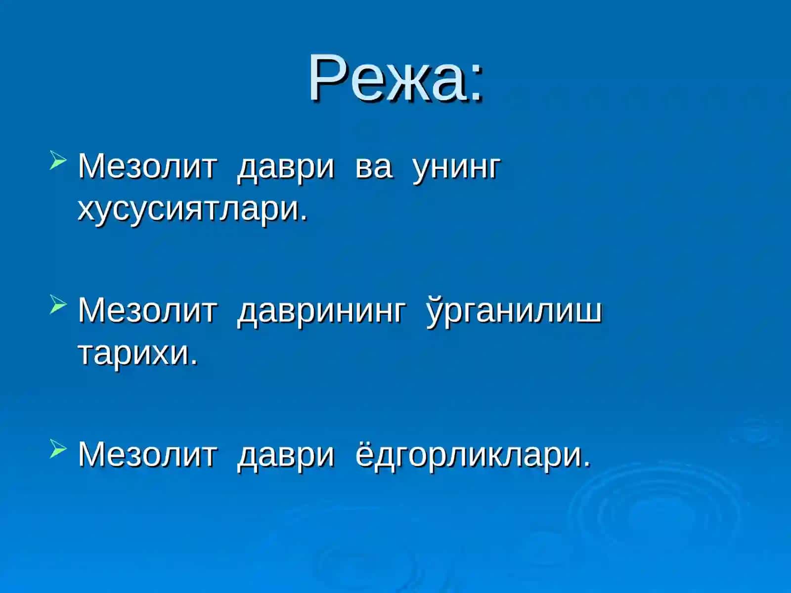 Мезолит даври ва унинг ўрганилиши 2