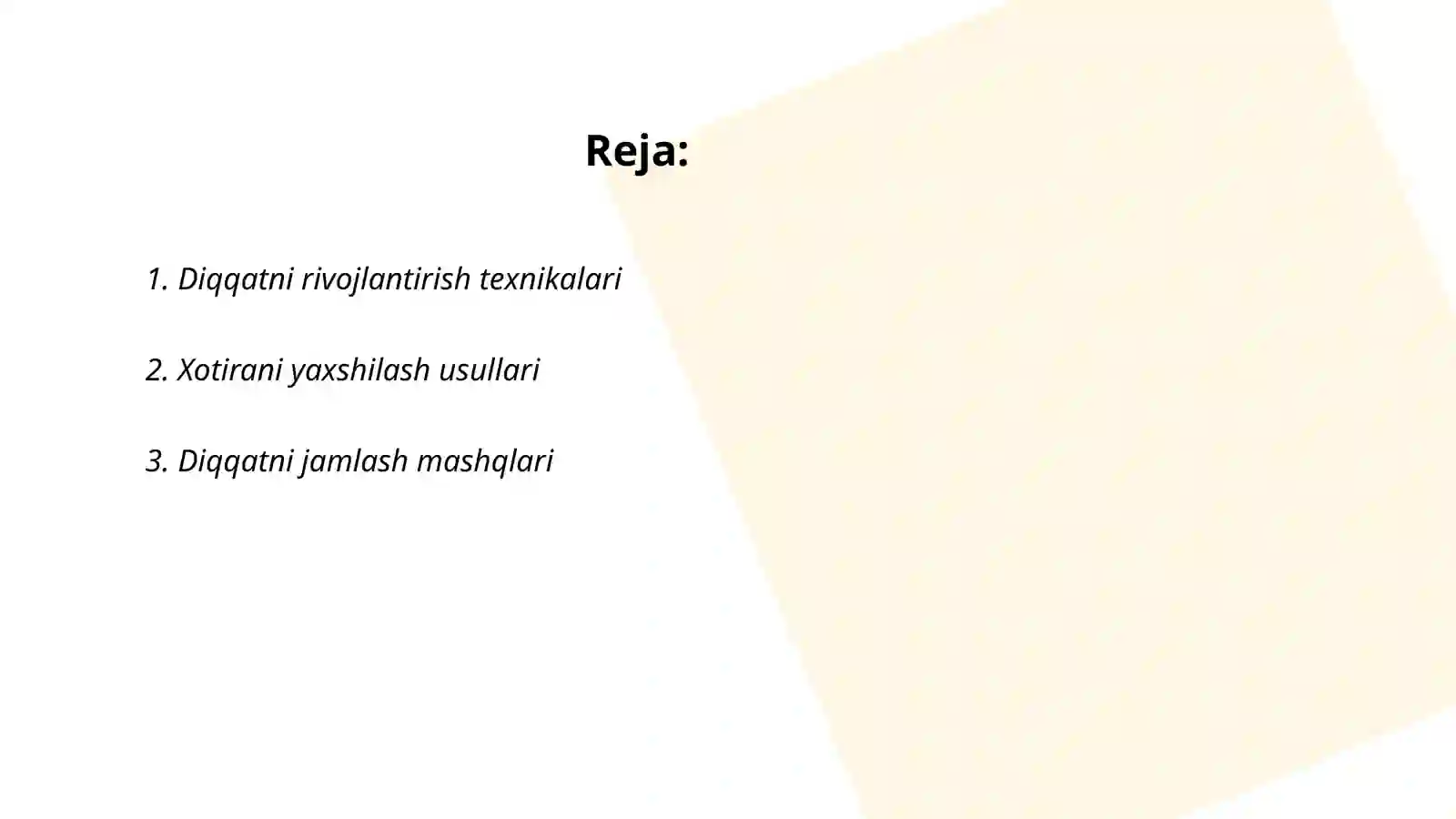 Diqqat va xotirani o’rganish uchun metodikalar 2