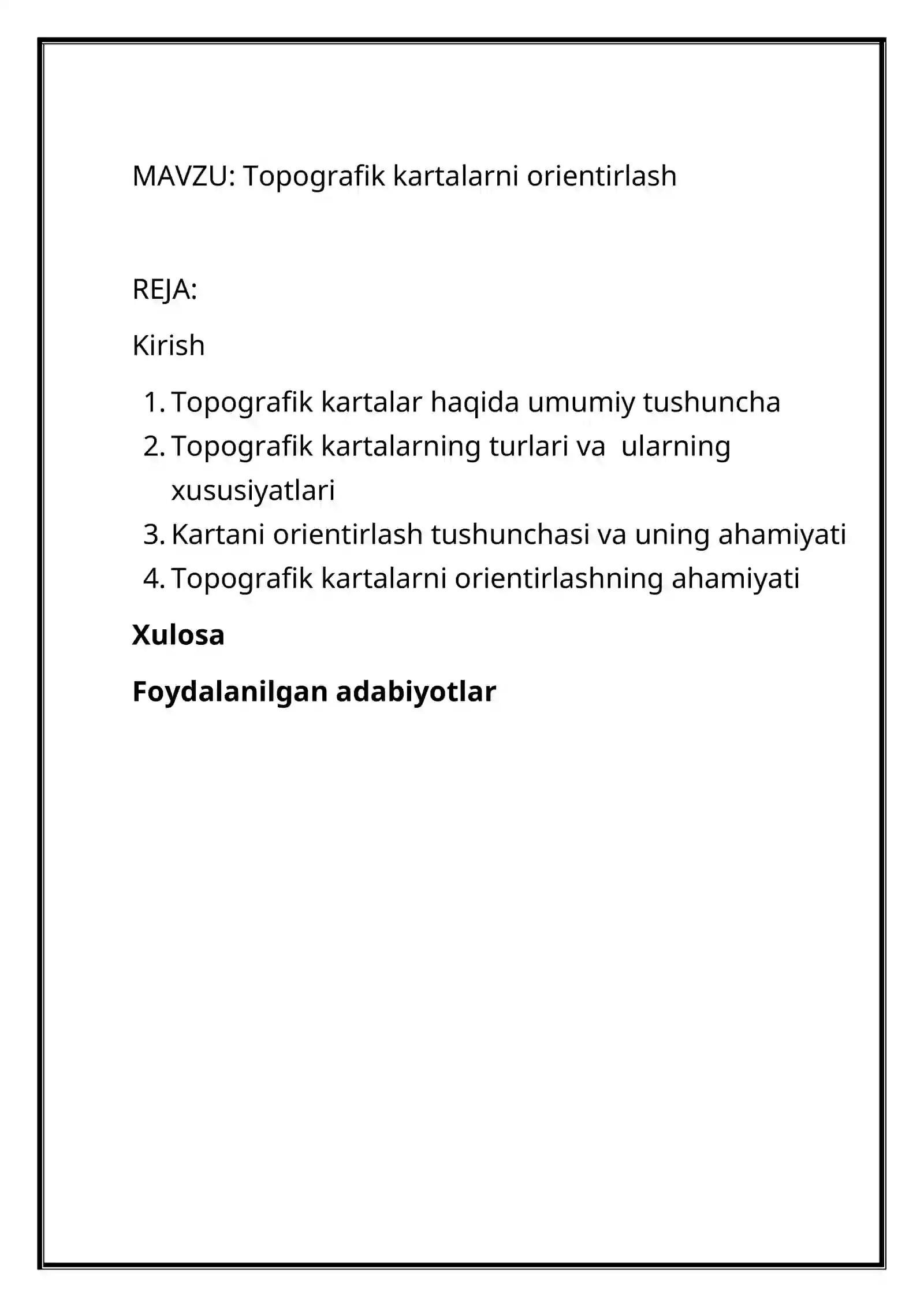 Topografik kartalarni orientirlash 2