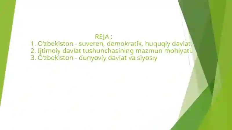 O’zbekiston suveren , demokratik huquqiy ijtimoiy va dunyoviy davlat 2