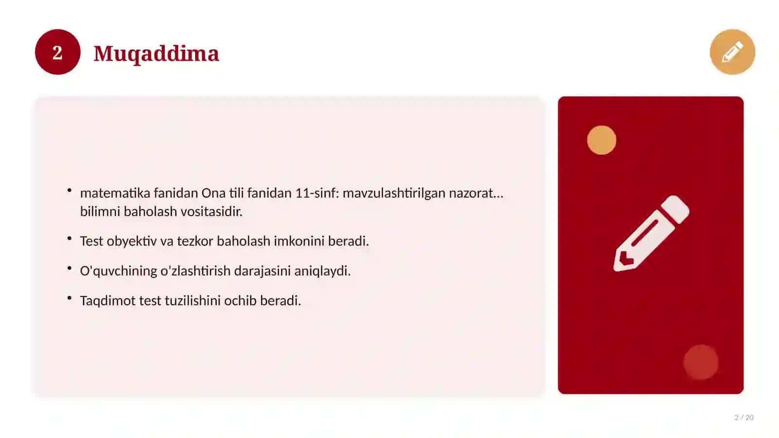 Ona tili fanidan 11-sinf: mavzulashtirilgan nazorat ishi va tahlil 2