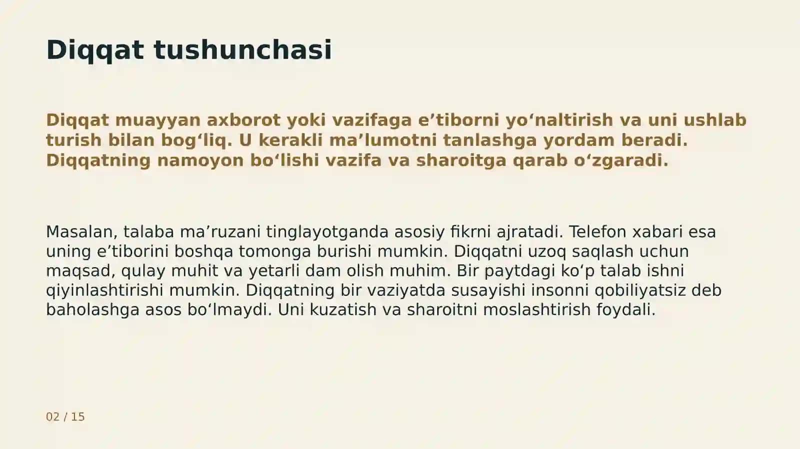 Diqqat va xotirani rivojlantirish usullari 2