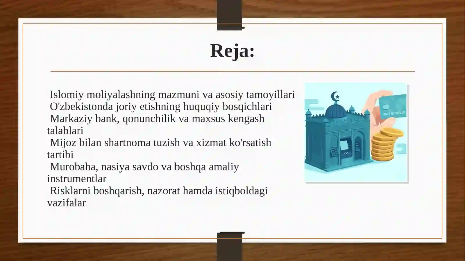 Islomiy moliyalashni joriy etilishi tartiblari 2