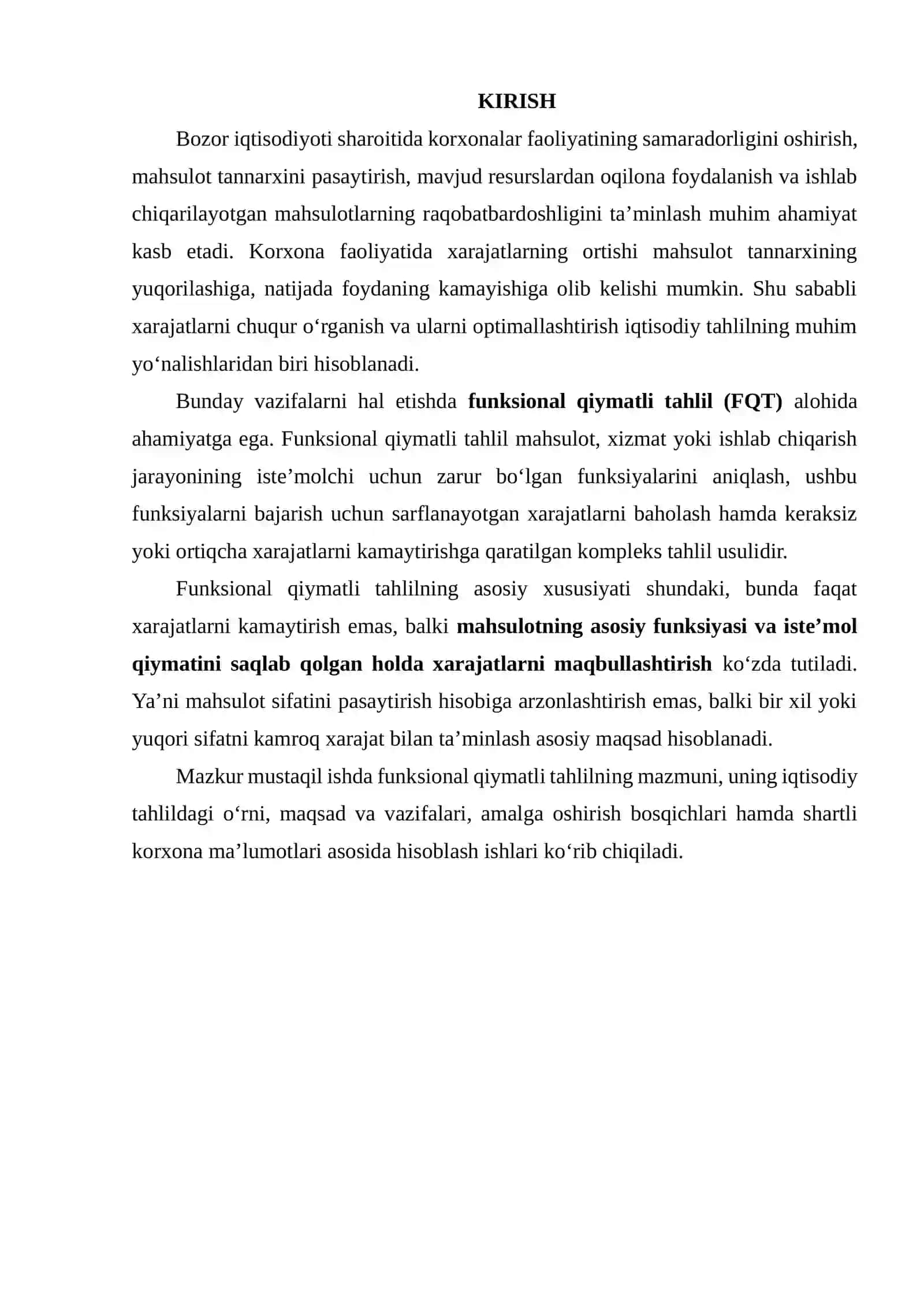 Funktsional qiymatli tahlil iqtisodiy tahlilning muhim shakli sifatida 2