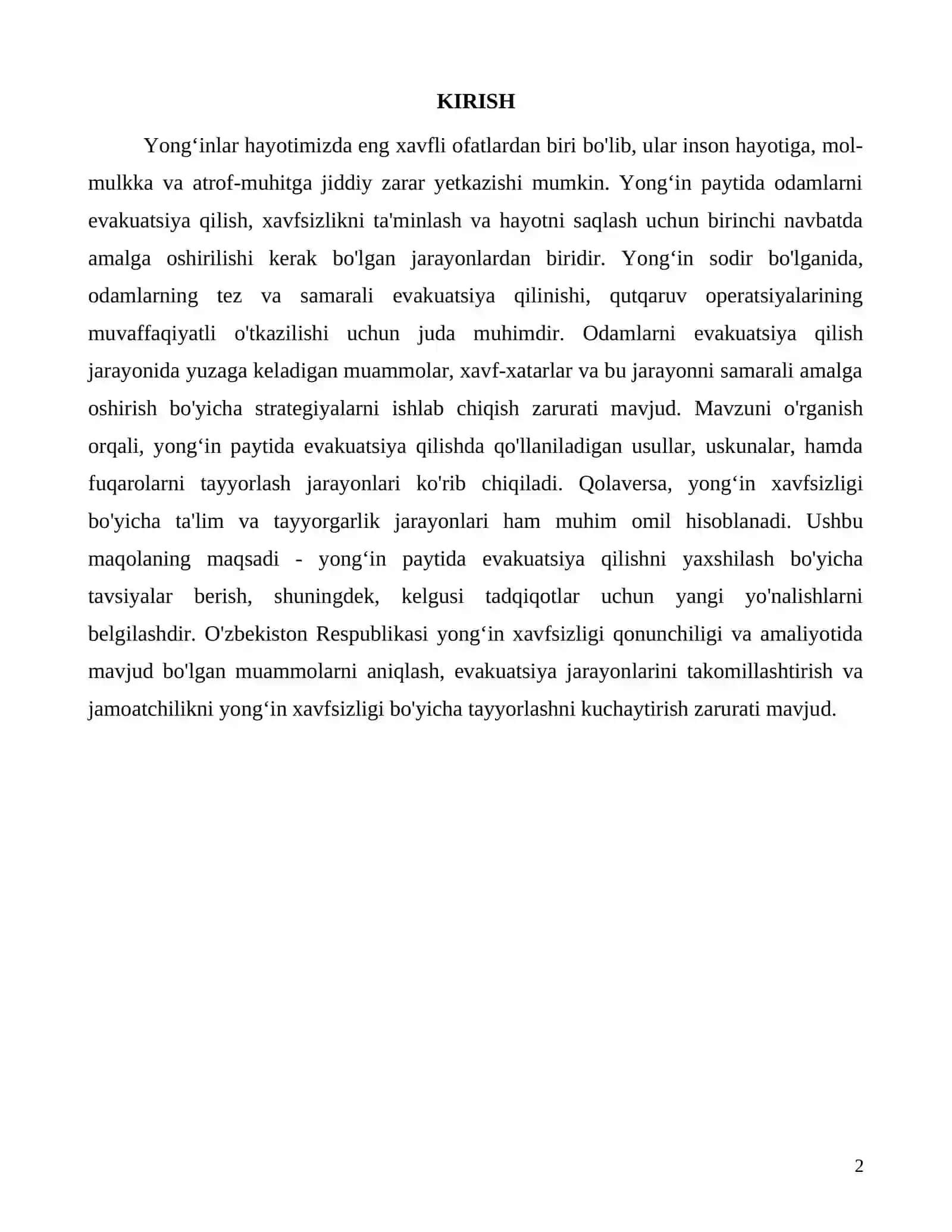 Yongʻin paytida odamlarni evakuatsiya qilish usullari va strategiyalari 2