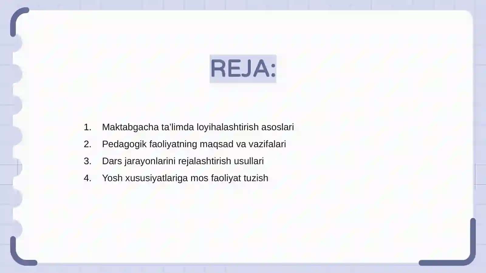 Maktabgacha ta’lim tashkilotlardagi Pedagogik faoliyatlarini loyihalashtirishning oʻziga xos xususiyatlari 2