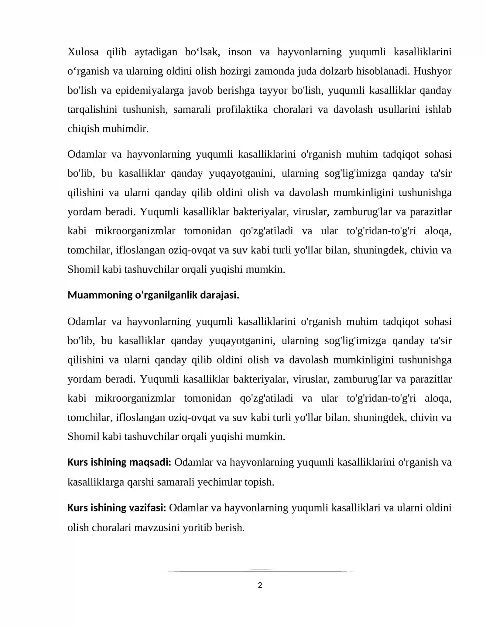 Yuqumli kasalliklar va ularning oldini olish 2