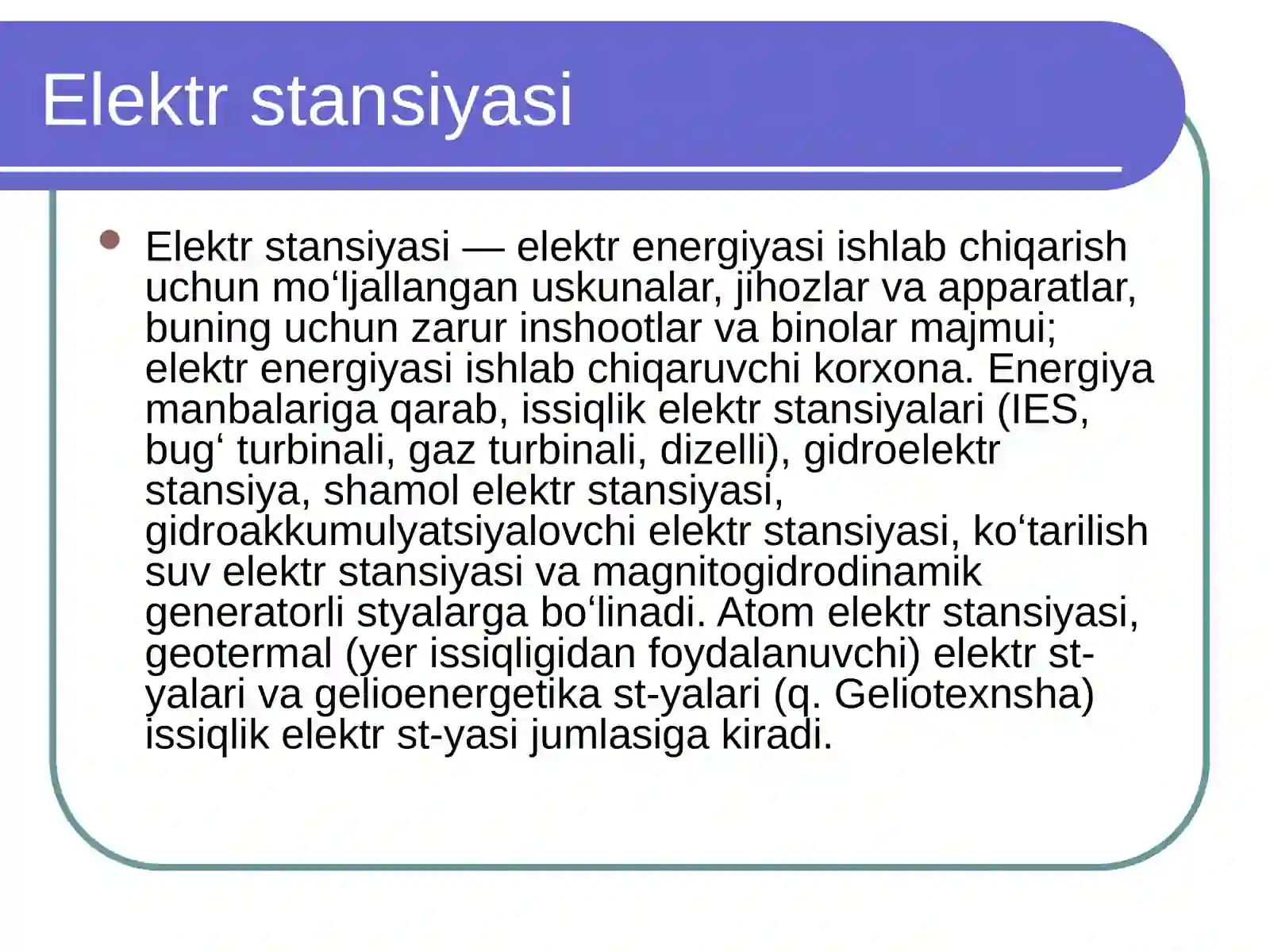 Elektr stansiyasi 2