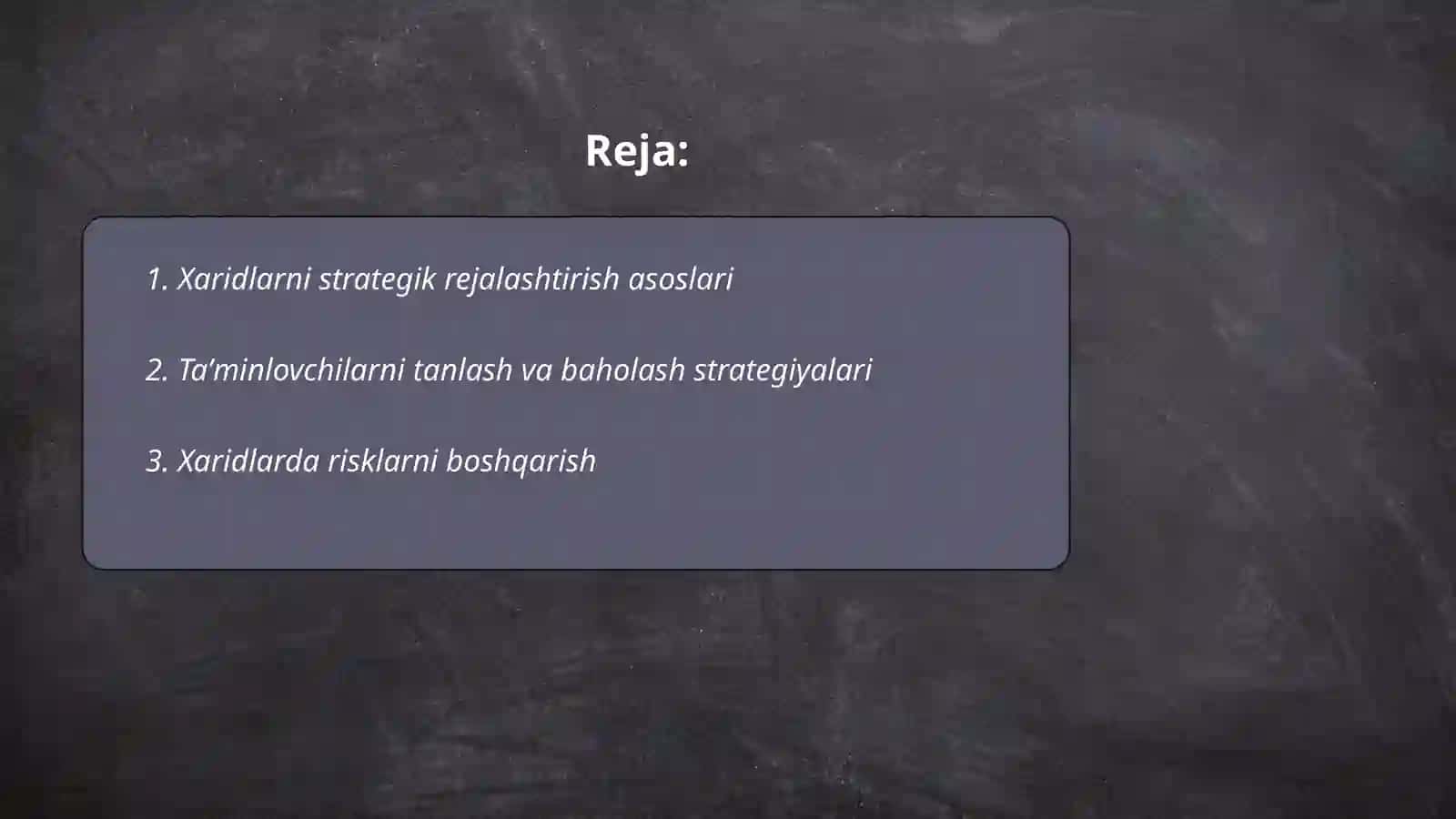 Xaridlarni strategik rejalashtirish asoslari 2
