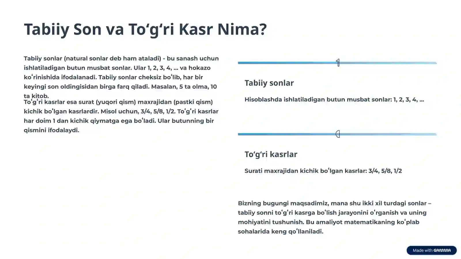 Tabiiy Sonni Toʻgʻri Kasrga Boʻlish 2