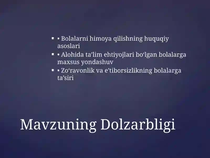Bolalarni Shavqatsiz Munosabatdan Himoya Qilish 2