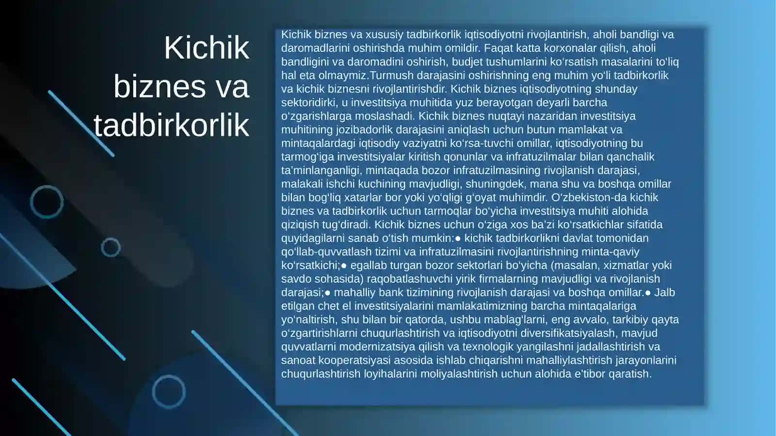 Kichik biznes va tadbirkorlik 2