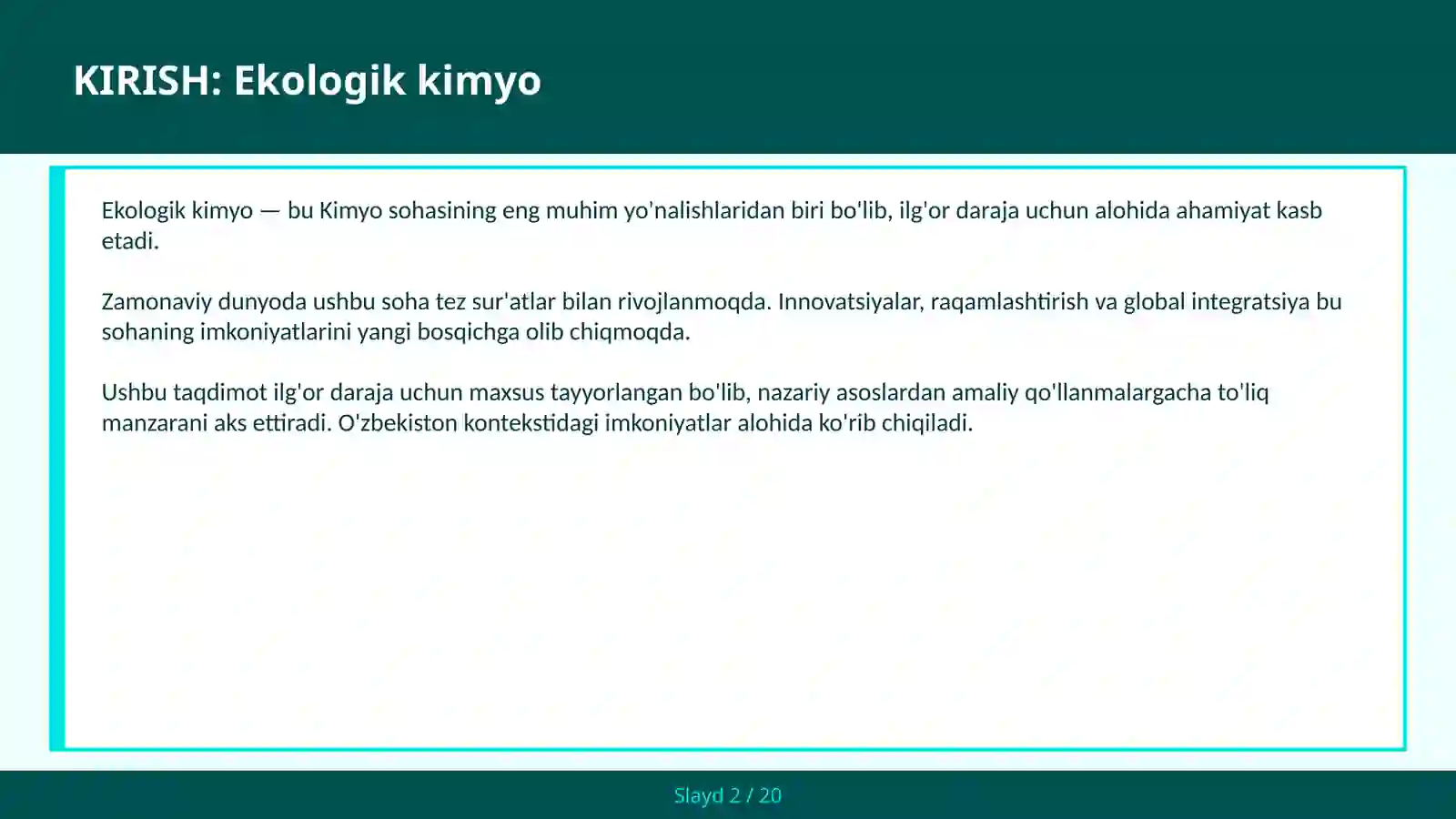 Ekologik kimyo 2