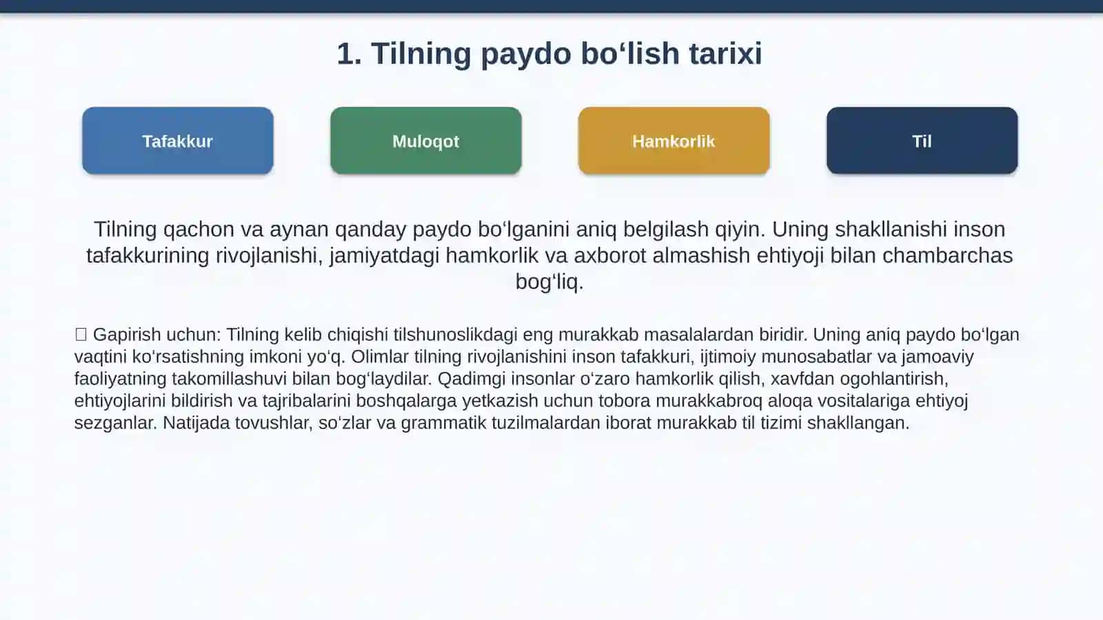 Tilning paydo bo‘lishi va rivojlanishi 2