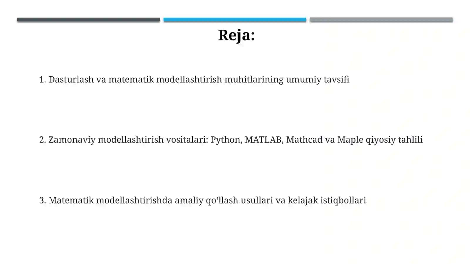 Dasturlash va matematik modellashtirish 2