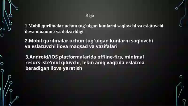 Mobil qurilmalar uchun tug‘ulgan kunlarni saqlovchi va eslatuvchi ilovani yaratish 2