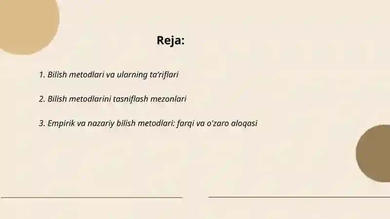 Bilish metodlarining tasnifi, o'zaro aloqasi va farqi 2
