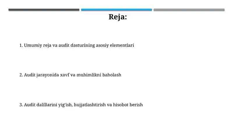 Moliyaviy hisobot auditining umumiy rejasi va dasturini tayyorlash xususiyatlari 2