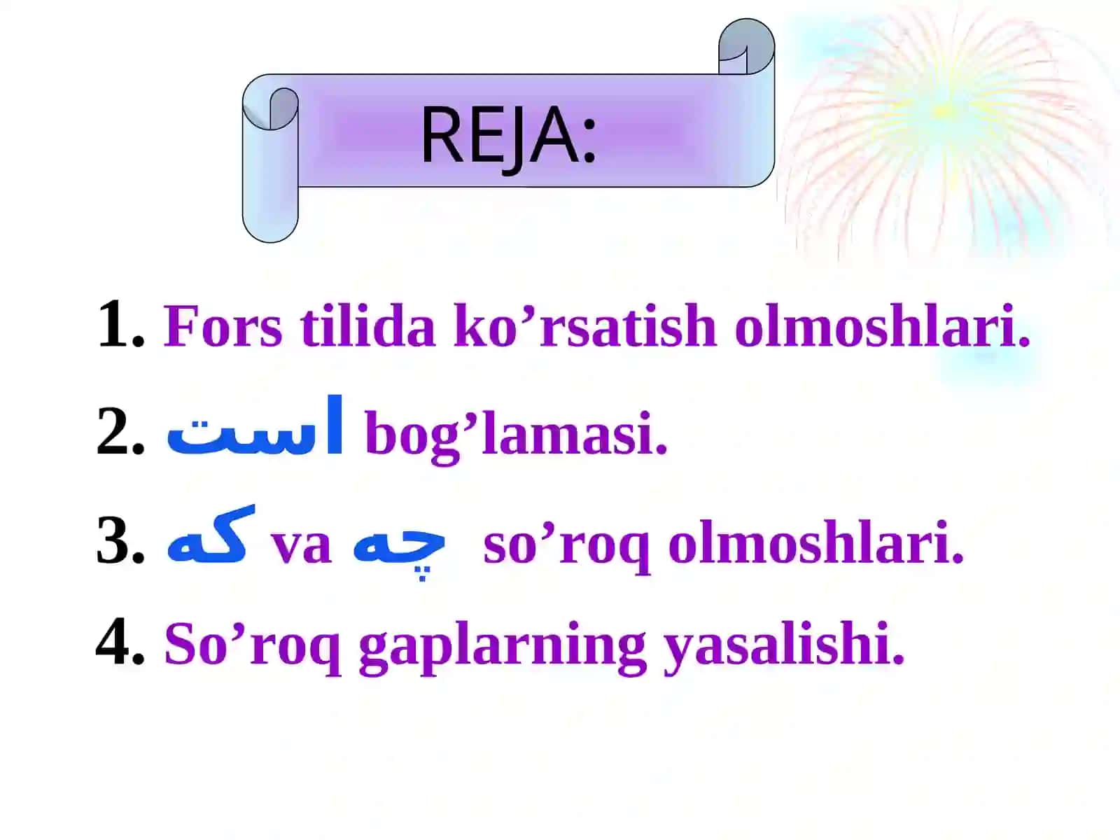 Fors tilida ko’rsatish olmoshlari 2