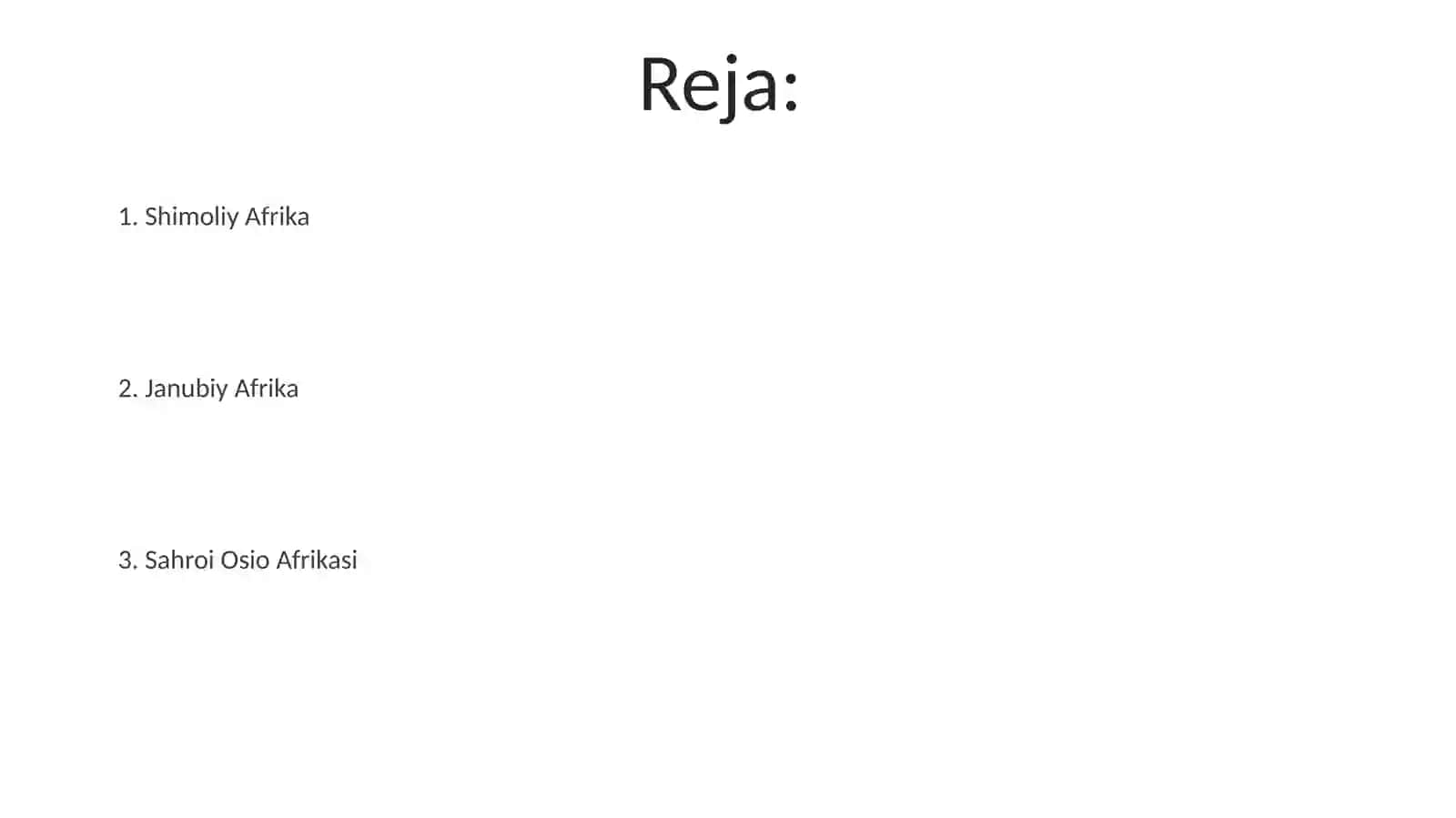 Afrika materigining regional tabiiy geografik oʻlkalariga tavsif berish 2