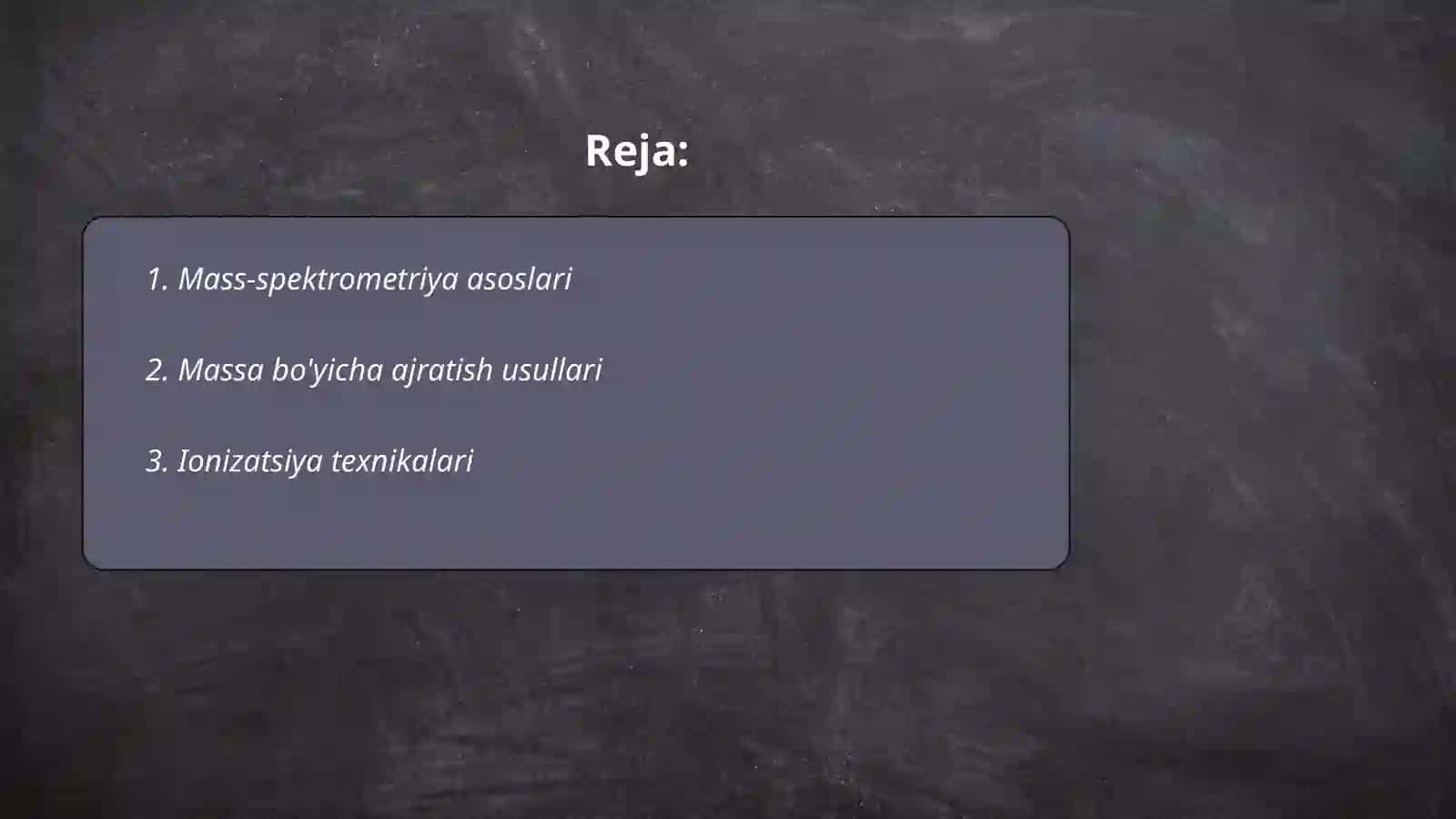 Mass-spektrometrik kinetik tahlil va biokimyoviy tahli usuli 2