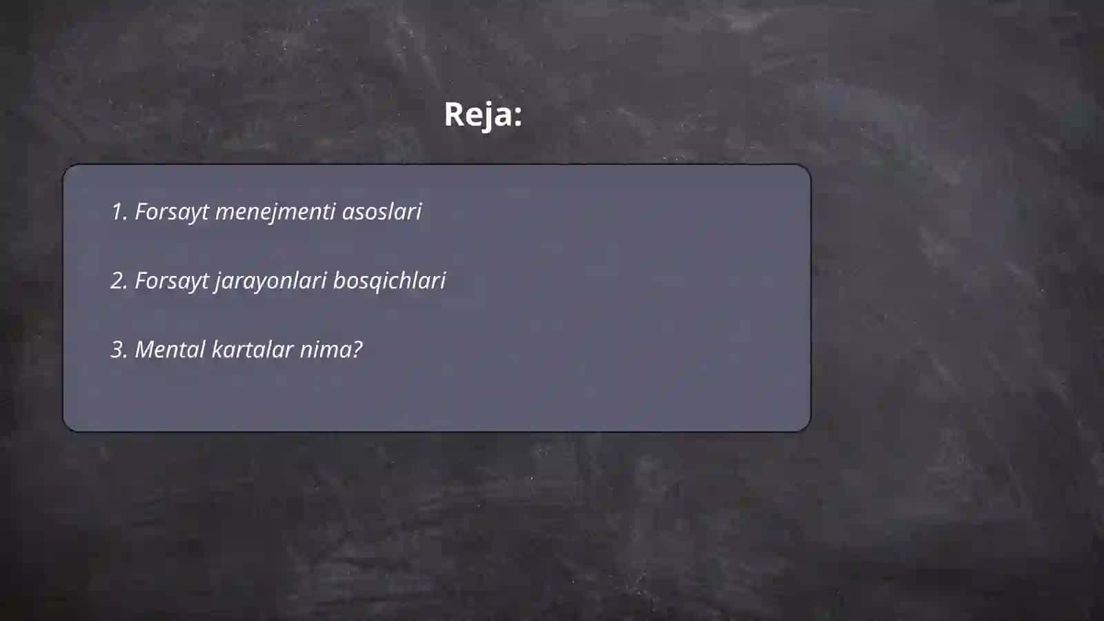 Forsayt menejmentda mental kartalar va ulardan foydalanish 2