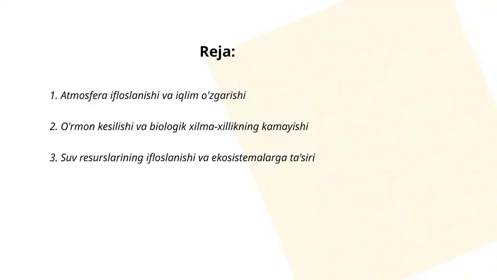 Atmosfera ifloslanishi va iqlim o'zgarishi 2