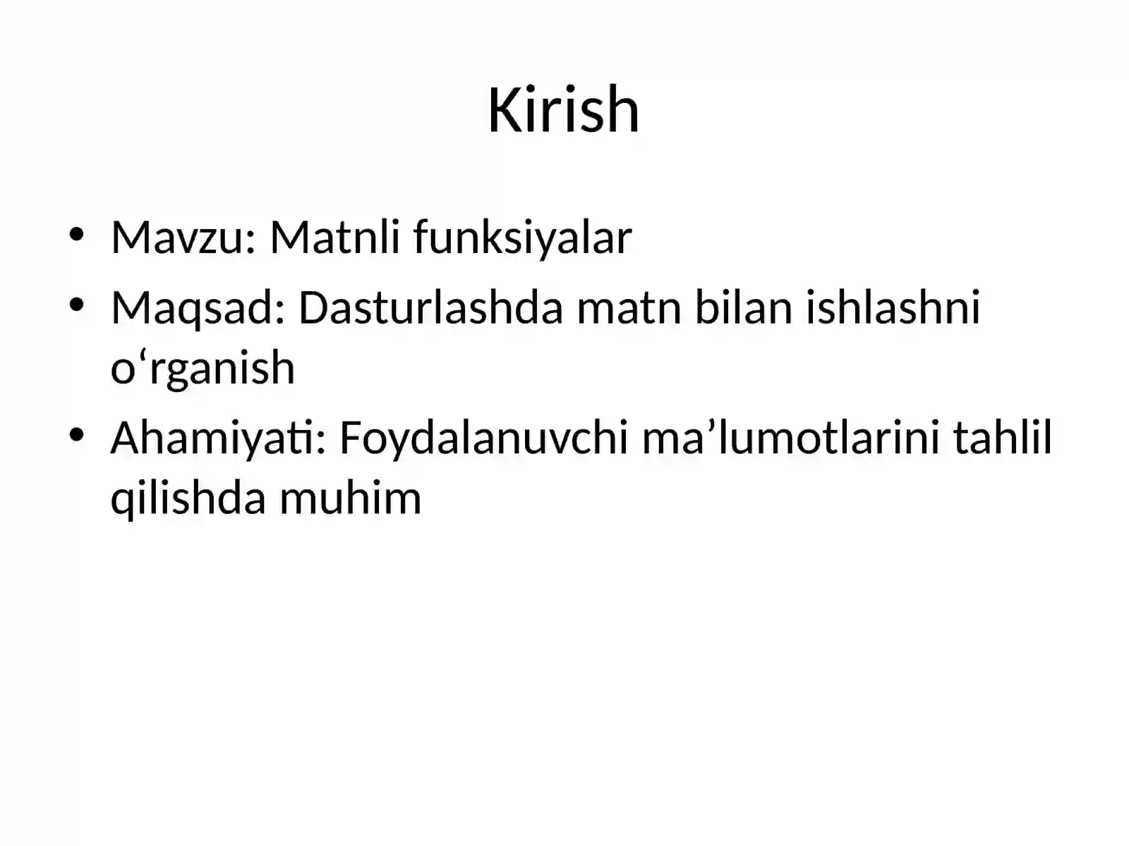 Matnli funksiyalar 2