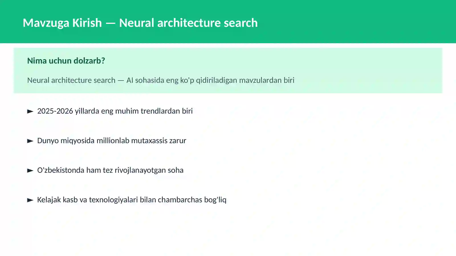 AI | DEEP LEARNING VA NEYRON TARMOQLAR 2