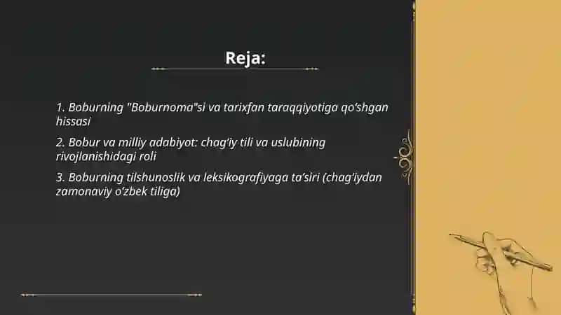 Zahiriddin Muhammad Boburning fan,madaniyat va maʼrifat taraqqiyotiyotidagi hizmatlari 2