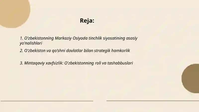 Òzbekistonning Markaziy Osiyoda tinchlik va barqarorlikni ta'minlashdagi o'rni 2