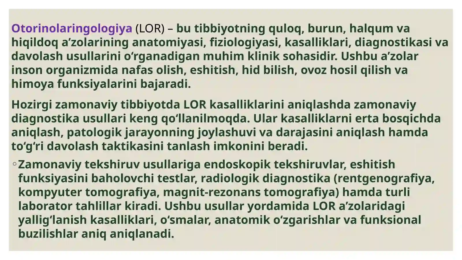 LOR a’zolarining zamonaviy tekshiruv usullari 2
