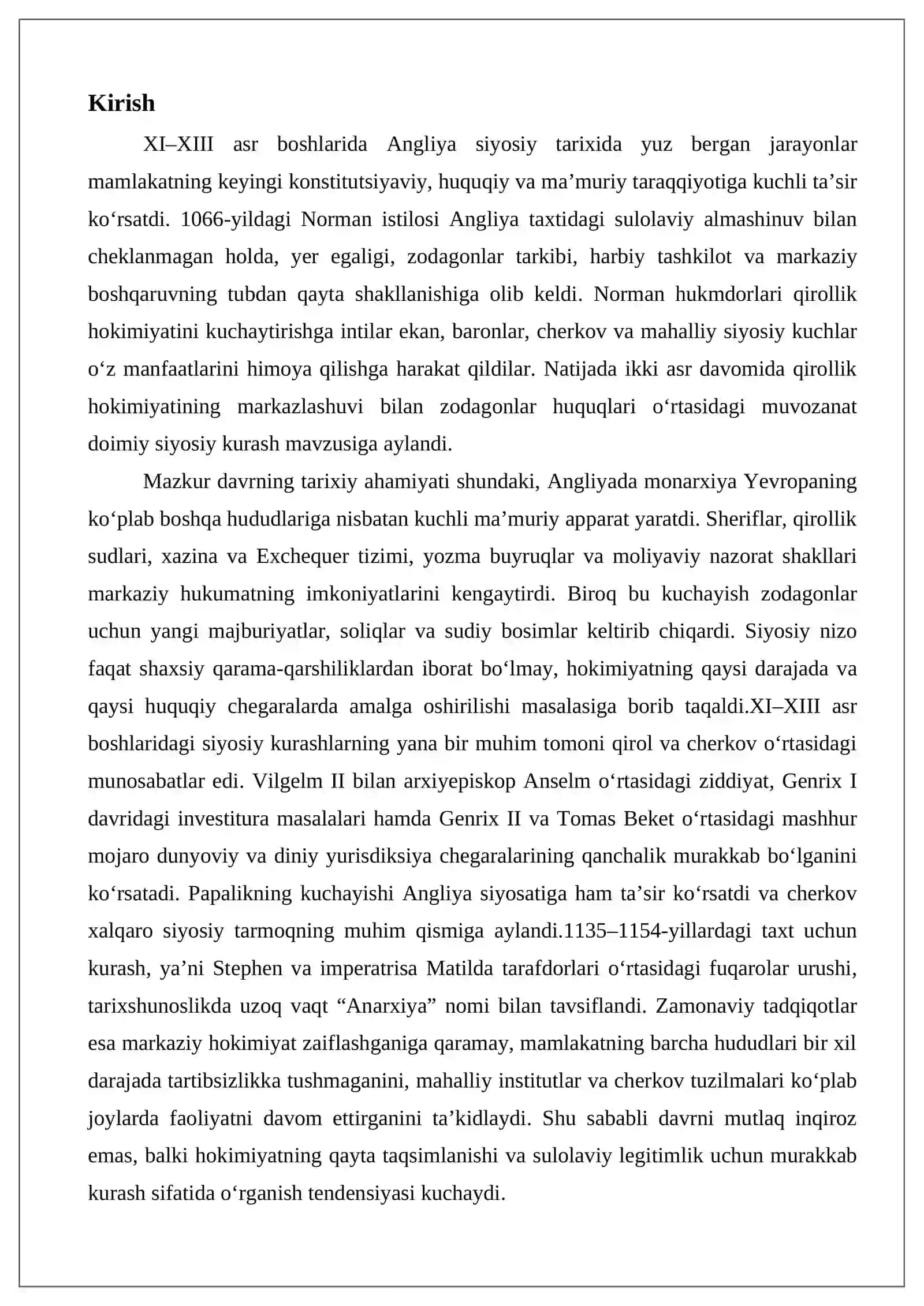 XI–XIII asr boshlarida angliyada siyosiy kurash tarixiga oid ilmiy tadqiqotlar 2