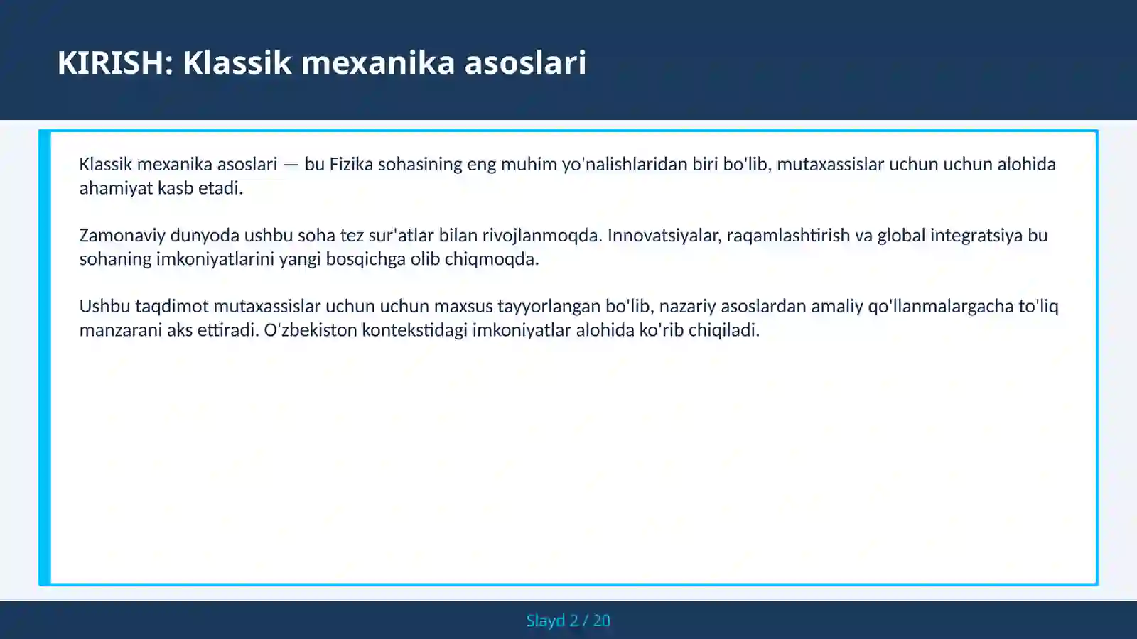 Klassik Mexanika Asoslari 2