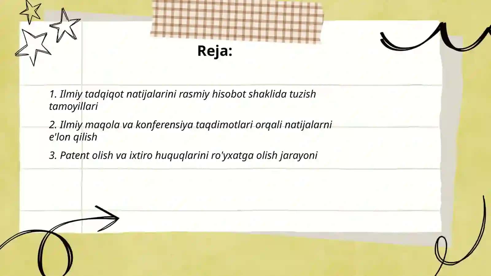 Ilmiy tadqiqot natijalarini rasmiylashtirish va joriy qilinishi 2