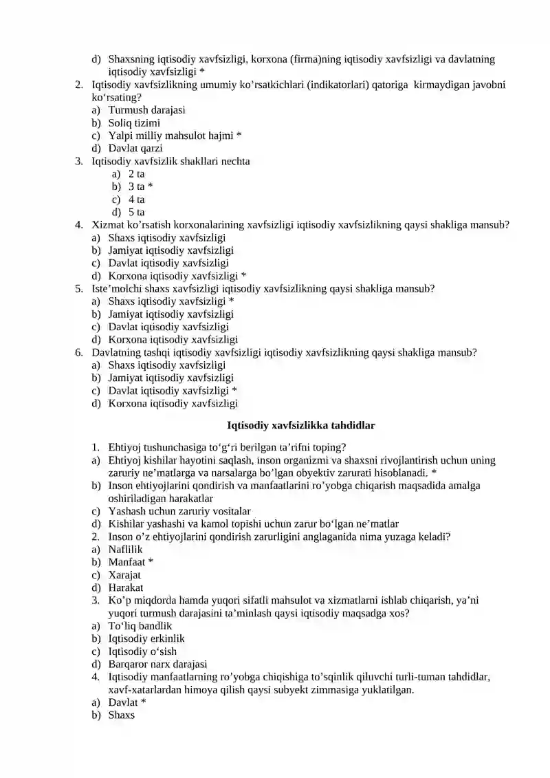 Iqtisodiy xavfsizlik faniga kirish, uning mohiyati va tarkibiy elementlari 2