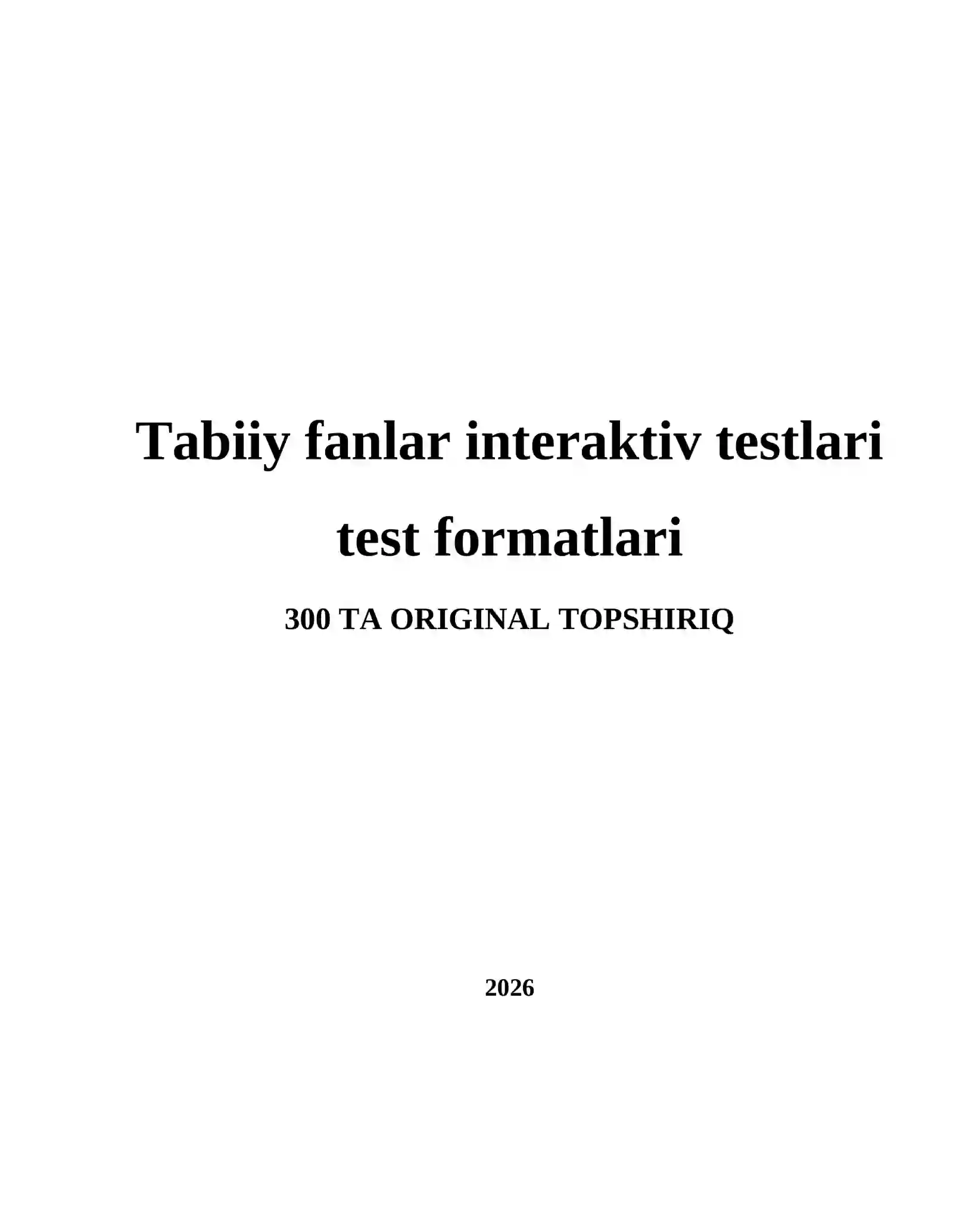 BIOLOGIYA — Topshiriqlar 2