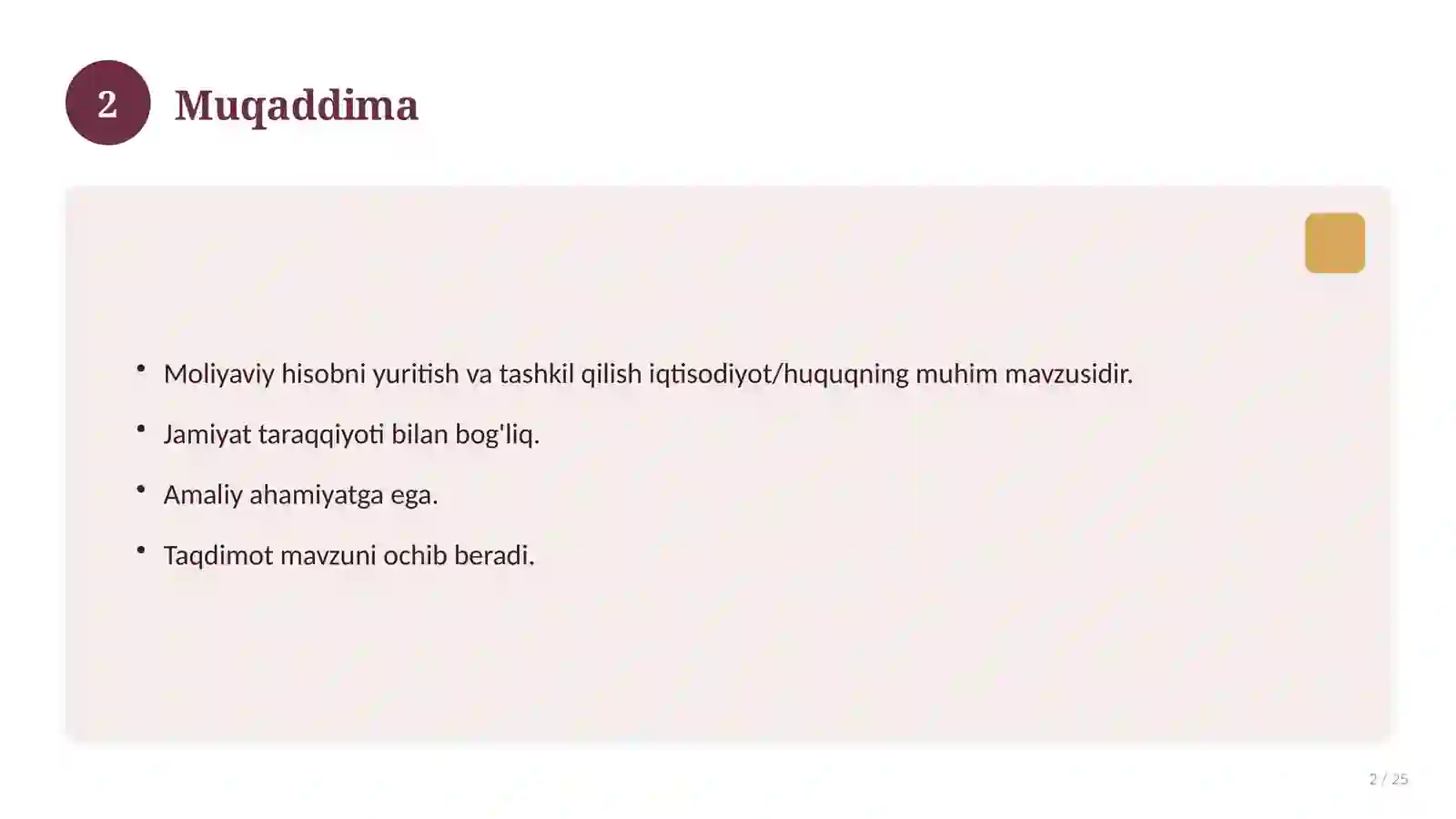 Moliyaviy hisobni yuritish va tashkil qilish 2