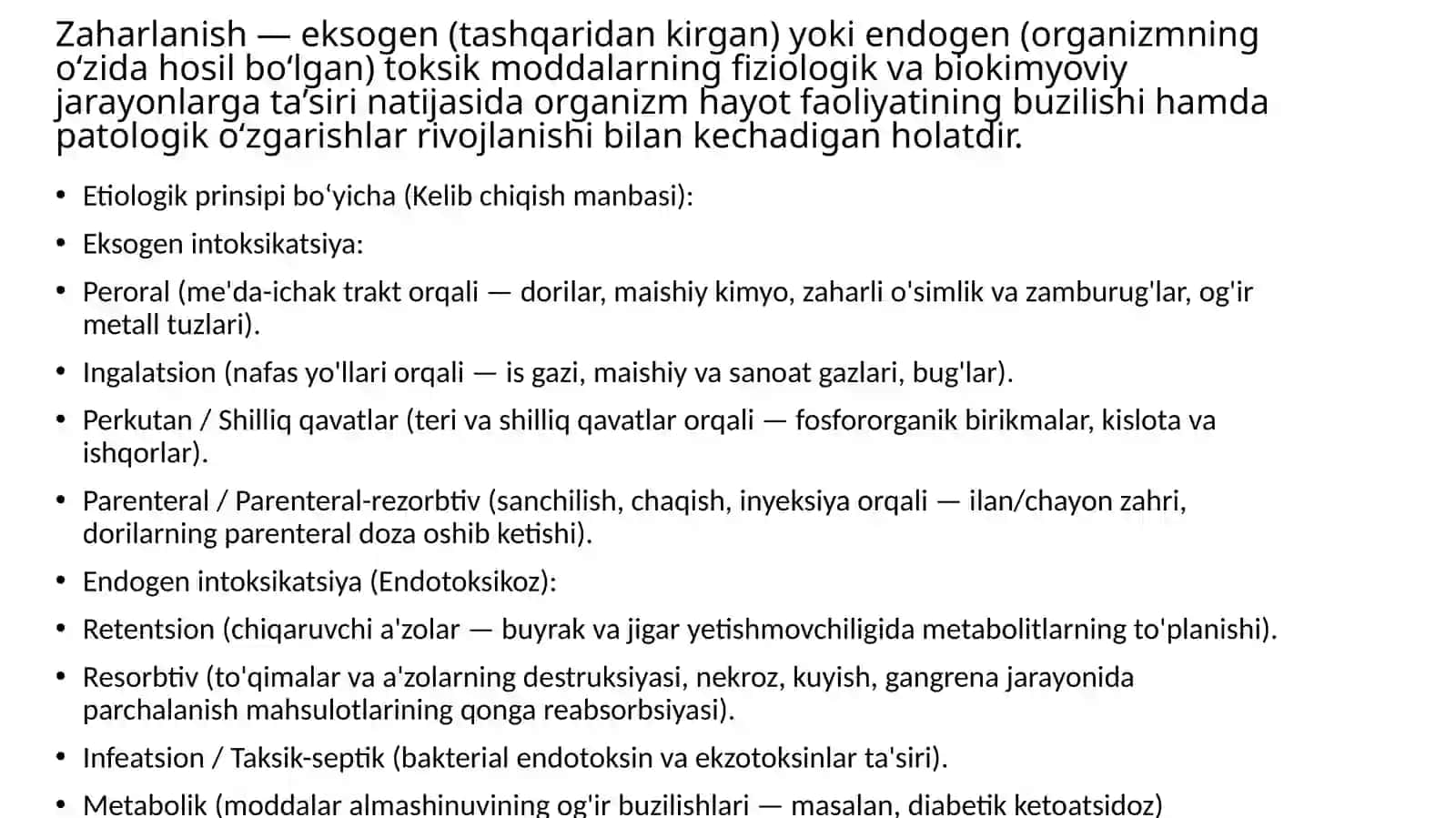 FOSFORORGANIK BIRIKMALAR, BARBITURATLAR, NARKOTIKLAR BILAN ZAHARLANISHLAR 2