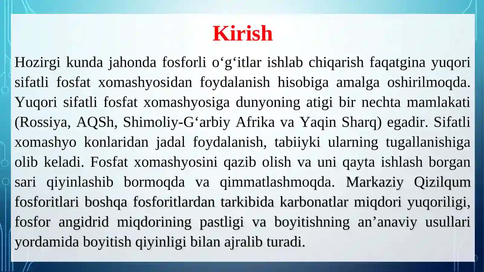 Fosforli oʻgʻitlar ishlab chiqarish 2