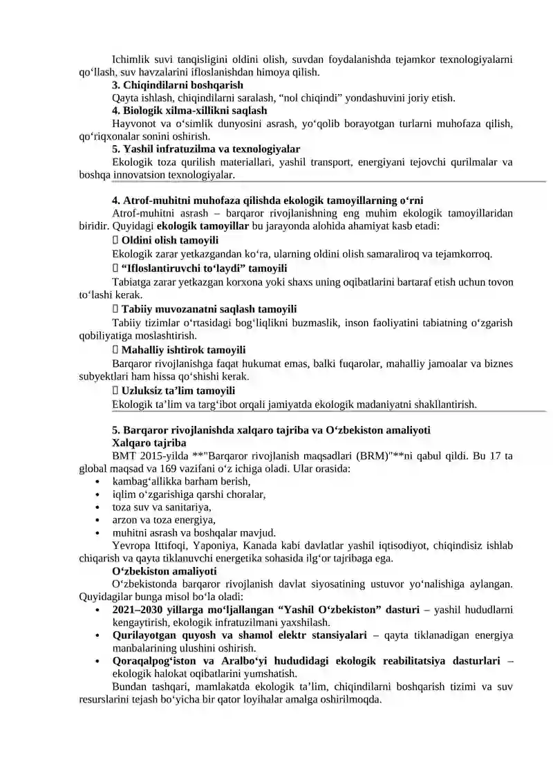 Barqaror rivojlanish: nazariy asoslar va ekologik tamoyillar 2