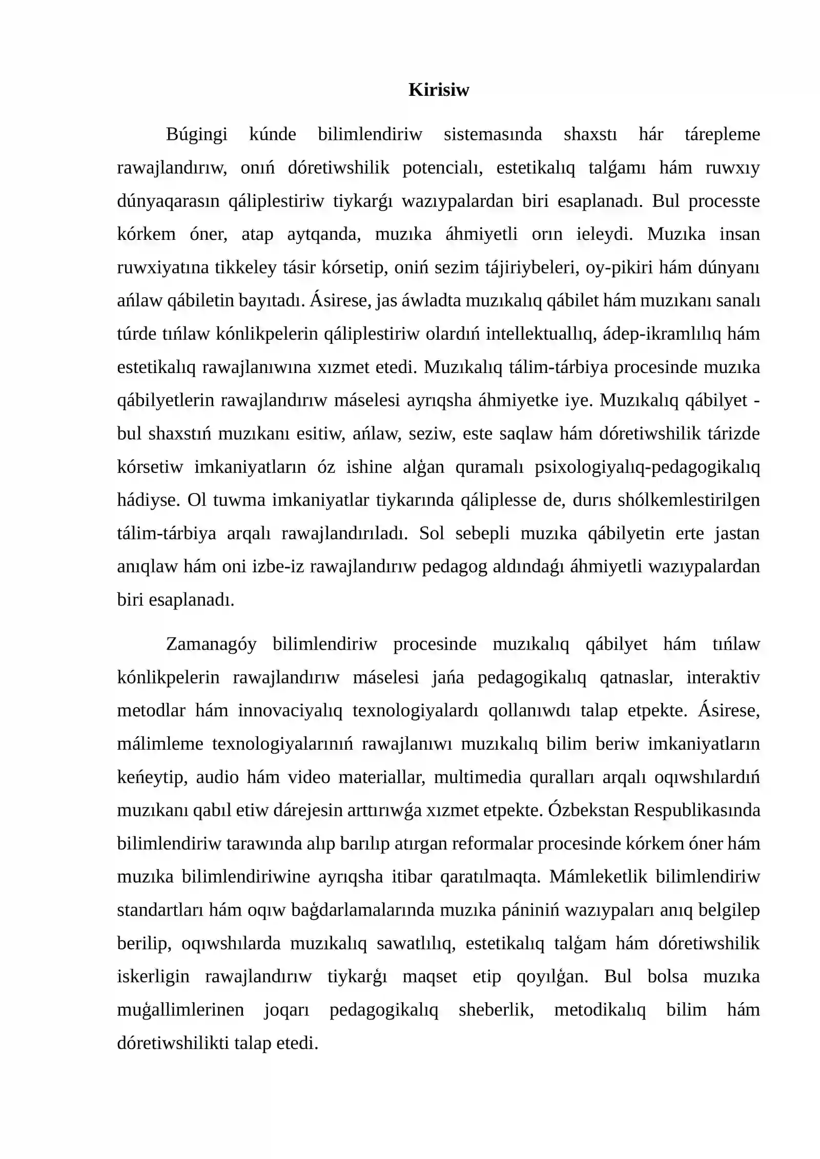 Muzıkalıq qábiliyet hám tıńlaw kónlikpelerin rawajlandırıwǵa tiyisli metodikalıq usınıslar 2