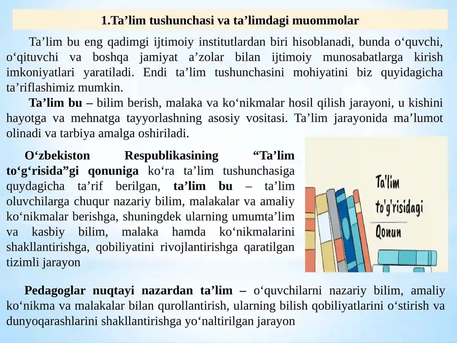 Ta’limdagi muammolar va maktabda ijtimoiy ish. 2